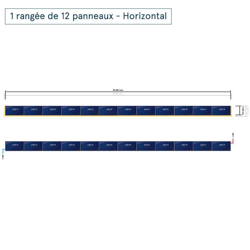 Disposition en 1 rangée de 12 panneaux horizontaux